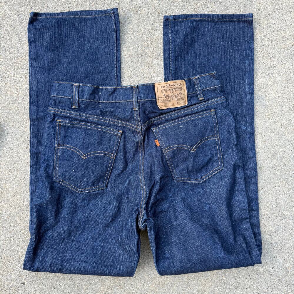 Vintage 70s 80s Levi's Orange Tab 517 Boot Cut Blue Jeans 36x33 Crisp Deadstock
